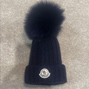 Moncler baby navy blue Pom-Pom Beanie